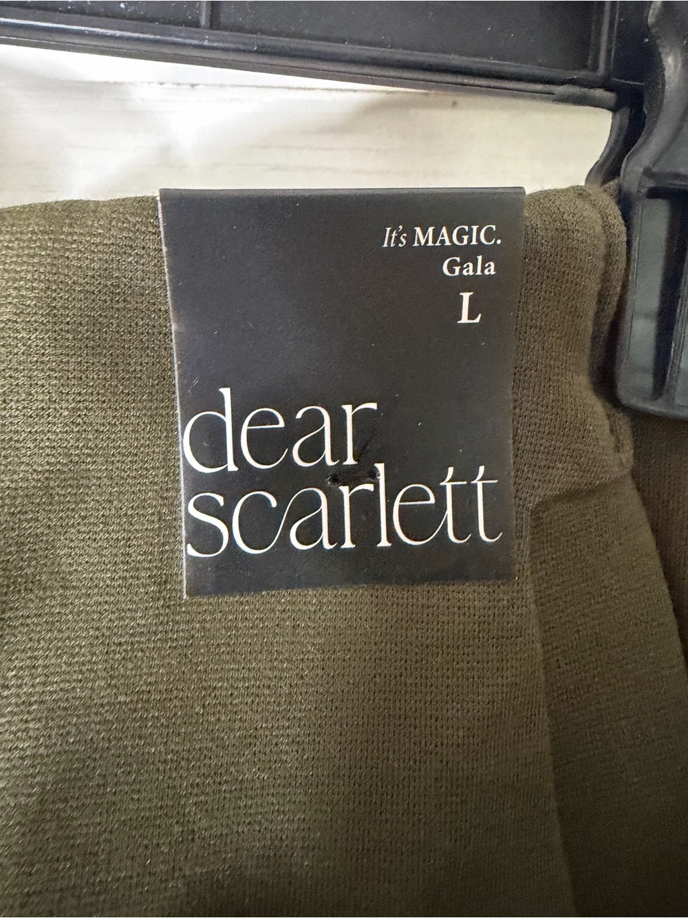 Dear Scarlett Gala Pant Olive Green with Gold Button Detail wide leg Size L - Picture 4 of 5